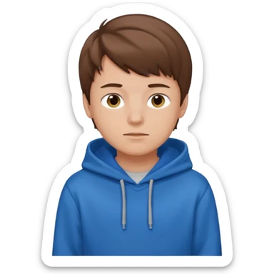 make a boy with brown hair and a blue hoodie sticker