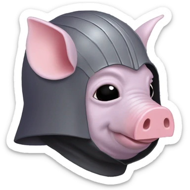 Lavender gray Pig darth Vader mask face pig armadillo walking darth Vader fanned tail feathered tail pig armadillo darth Vader face sticker