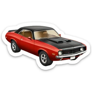 red vintage muscle car sticker