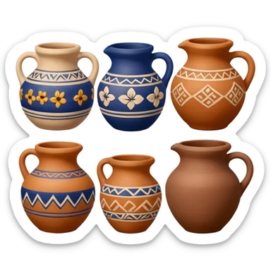 clay pottery with diffetent motifs sticker