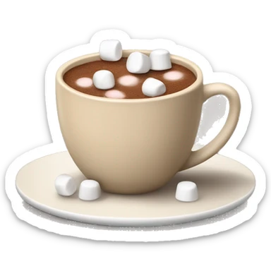 beige cup of cocoa with 4 marshmellows on top sticker