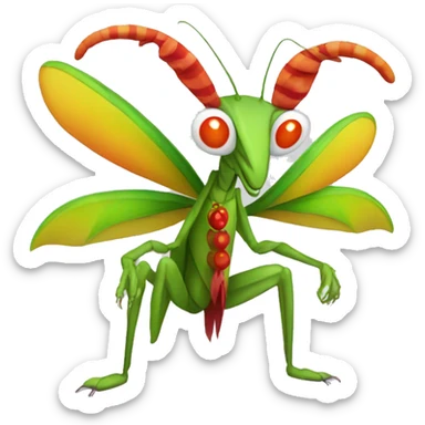 Praying mantis dressed as clown sticker