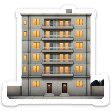 a five-story Soviet-era panel house in the night  sticker