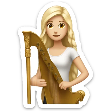Blond girl with her harp  sticker