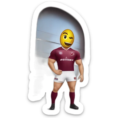 Tout le corps Rugbyman avec un ballon dans la main qui porte le logo du Servette rugby club  sticker
