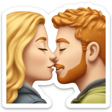 Blond kissing her ginger boyfriend on cheek sticker