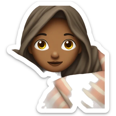 A girl snuggling a blanket  sticker