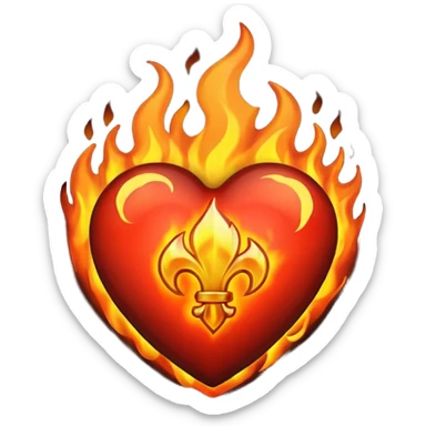 black heart emoji with fire on top sticker