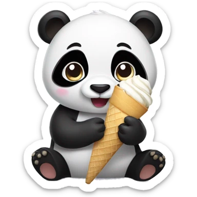 Panda eating ice cream sticker