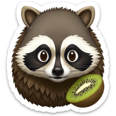A kiwi with a raccoon's head and human feet sticker
