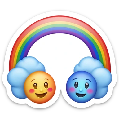 Cinematic Realistic Rainbow Emoji, Arching gracefully across the sky, with soft, glowing hues of red, orange, yellow, green, blue, indigo, and violet blending seamlessly into one another. The rainbow feels like a hopeful promise, gently illuminating the sky with a warm, uplifting glow. Soft glowing outline, capturing the essence of joy, hope, and vibrant color in a stunning rainbow! sticker