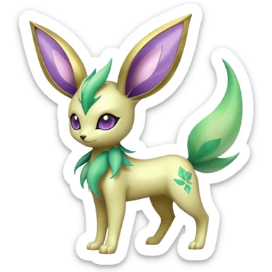 Shiny Cool Sparkly Cute Ethereal Leafeon-Espeon-Fakemon-hybrid-fusion- full body sticker