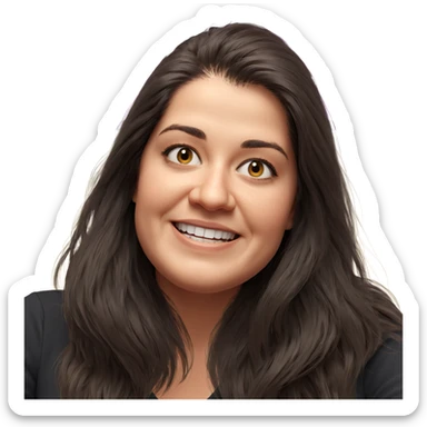 smiling person with long hair sticker