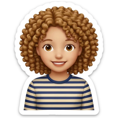 CURLY HAIR GIRL KID IN STRIPES sticker