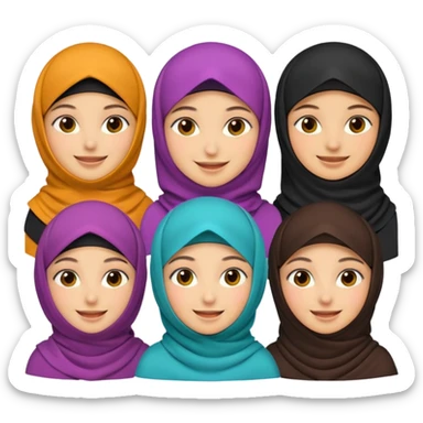 muslim family emoji , with the women wearing niqab, niqab = face cover sticker