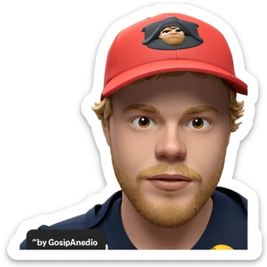 bearded boy in baseball cap sticker