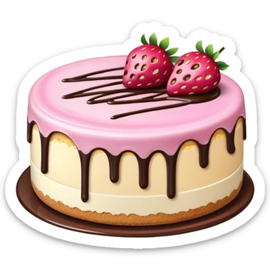 Pink Strawberry Cheesecake With Chocolate Syrup  sticker