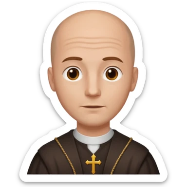 A Catholic rate with medium length brown hair and a bald spot in the middle of his hair sticker
