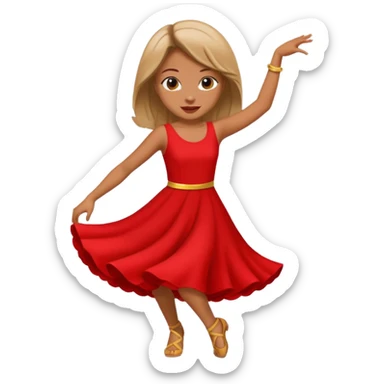 Una chica bailando con un vestido rojo sticker
