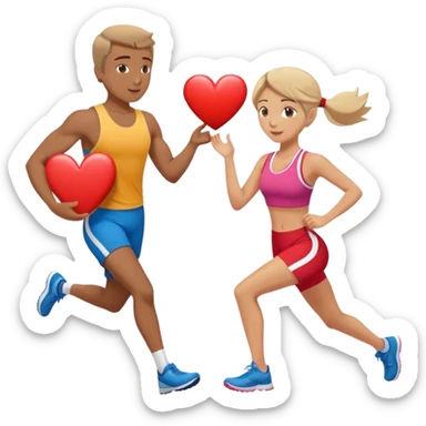 Couple in a relay race passing off a heart. Can you add “Selfwish Break”. Remove his extra arm  sticker