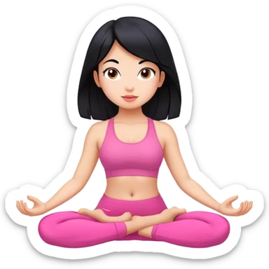 Pink yoga girl with black hair sticker