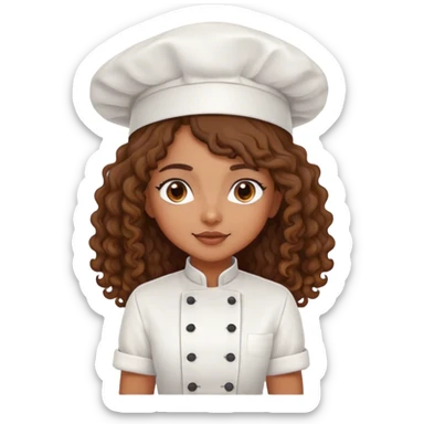 Brown girl chef with long curly hair sticker