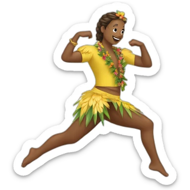 Macron habillé en danseuse hawaïenne sticker