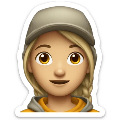 gender neutral teenager with middle hair wearing a hoodie, a cap and cargo pants sticker