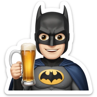 Happy Batman toasting with a mug of beer sticker