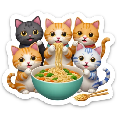 cats and noodles sticker