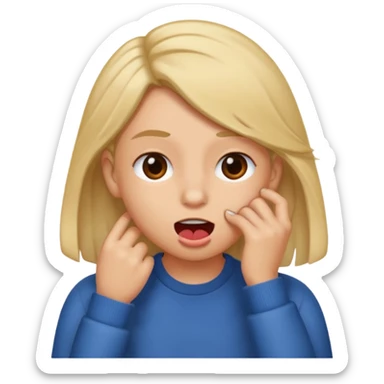 Tuck hair behind ear while biting lip emoji sticker