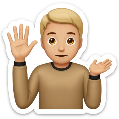 make an emoji of a man shrugging with the number 6 above his right hand and 7 above his left hand sticker