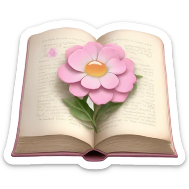 Realistic Open book with light pink flower inside sticker