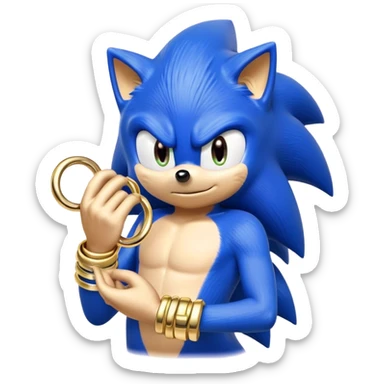 Sonic with different colour and hand full of gold rings  sticker