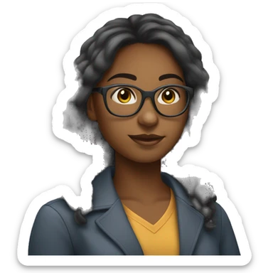 young black female college student with glasses & straight hair, studying  sticker
