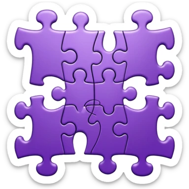 Create an icon of a puzzle for "Featured Projects" on a dark background #22223B. Show multiple puzzle pieces connected together, with one piece slightly separated or highlighted as the final piece. The puzzle pieces should be shades of purple that harmonize with the background. sticker