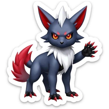 Cool Edgy Shiny Digimon-Weavile-Absol-Zorua-Zangoose-hybrid full body sticker