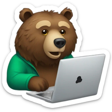Grizzly bear on computer sticker