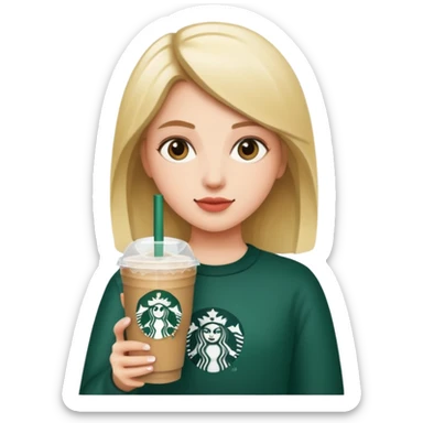 A girl having a Starbucks drink sticker