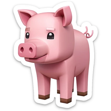Minecraft Pig full body, pink blocky animal with square head sticker
