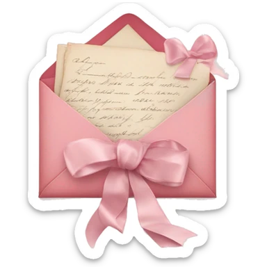 vintage love letters in envelope tied with a baby pink ribbon  sticker