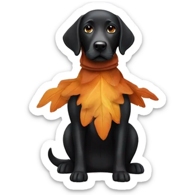 Full size Black Labrador dog in a turkey costume sticker