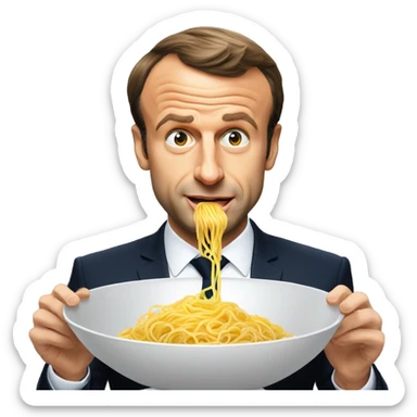 Emmanuel Macron qui mange des spaghettis  sticker