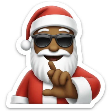 Santa with sunglasses waving Shaka  sticker