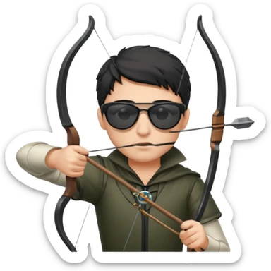 Blind archer aiming show black shades on the archer sticker