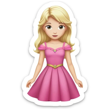 Aurora princess in pink dress with blonde hair sticker