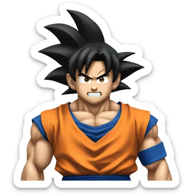Goku con cara enfadada sticker