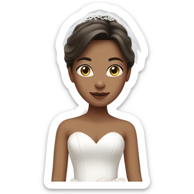 Brunette girl in wedding dress sticker