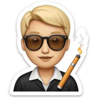emoji face with 'deal with it' sunglasses and a cigarette sticker