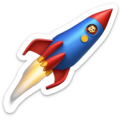 person dressed with a superhero cape but without mask is riding on a rocket sticker